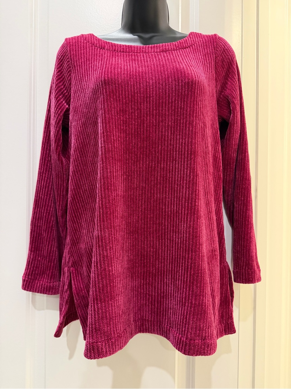 J.Jill Wearever Berry Chenille Tunic Sweater Side Slits SP Petite
